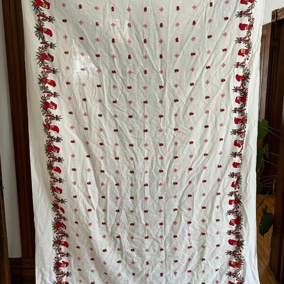 Vintage Christmas Pixie Elf Tableclot - Picture 2 of 6